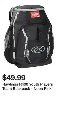 Sport Chek Rawlings R400 Youth Players Team Backpack - Neon Pink offer