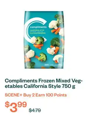 Voilà Compliments Frozen Mixed Vegetables California Style 750 g offer