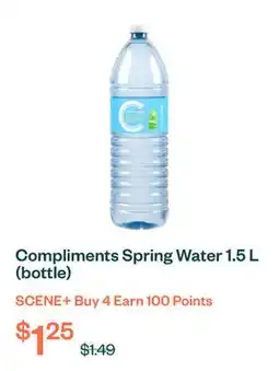 Voilà Compliments Spring Water 1.5 L (bottle) offer