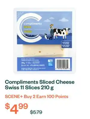 Voilà Compliments Sliced Cheese Swiss 11 Slices 210 g offer