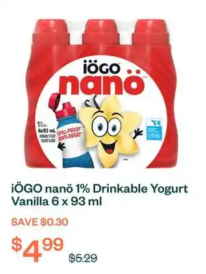 Voilà iÖGO nanö 1% Drinkable Yogurt Vanilla 6 x 93 ml offer