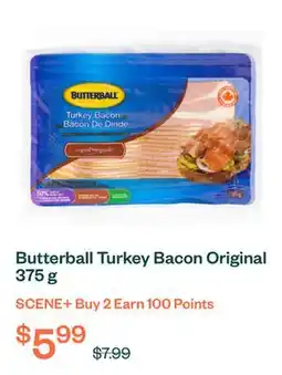 Voilà Butterball Turkey Bacon Original 375 g offer