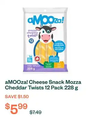 Voilà aMOOza! Cheese Snack Mozza Cheddar Twists 12 Pack 228 g offer