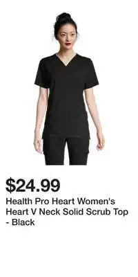 Mark's Health Pro Heart Women's Heart V Neck Solid Scrub Top - Black offer