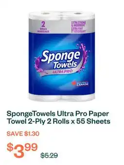 Voilà SpongeTowels Ultra Pro Paper Towel 2-Ply 2 Rolls x 55 Sheets offer