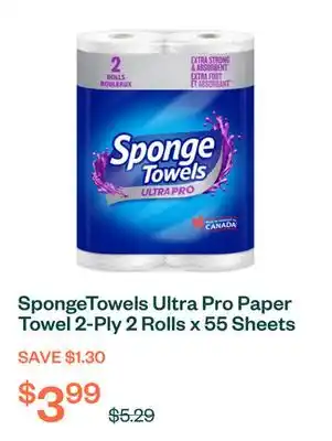 Voilà SpongeTowels Ultra Pro Paper Towel 2-Ply 2 Rolls x 55 Sheets offer