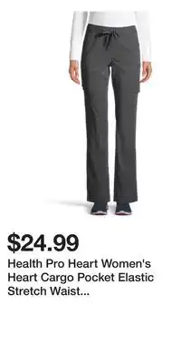 Mark's Health Pro Heart Women's Heart Cargo Pocket Elastic Stretch Waist with Drawstring Scrub Pants - Grey offer