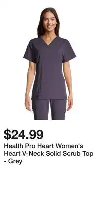 Mark's Health Pro Heart Women's Heart V-Neck Solid Scrub Top - Grey offer