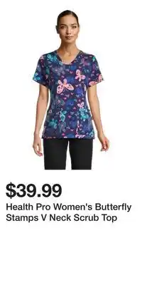 Mark's Health Pro Women's Butterfly Stamps V Neck Scrub Top offer