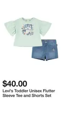 Mark's Levi's Toddler Unisex Flutter Sleeve Tee and Shorts Set offer