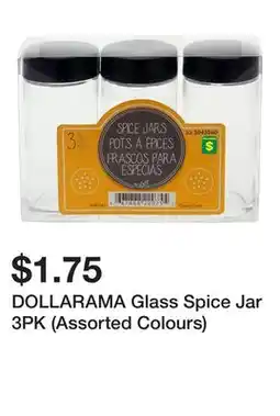 Dollarama DOLLARAMA Glass Spice Jar 3PK (Assorted Colours) offer