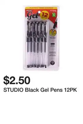 Dollarama STUDIO Black Gel Pens 12PK offer