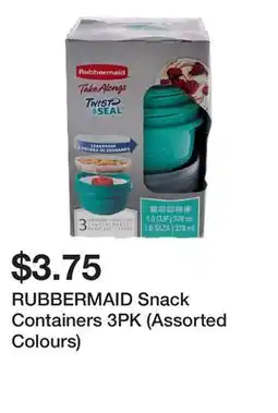 Dollarama RUBBERMAID Snack Containers 3PK (Assorted Colours) offer