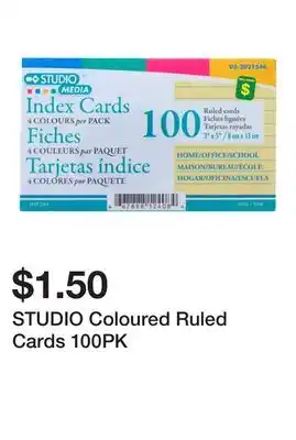 Dollarama STUDIO Coloured Ruled Cards 100PK offer