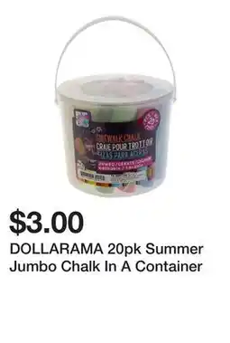 Dollarama DOLLARAMA 20pk Summer Jumbo Chalk In A Container offer