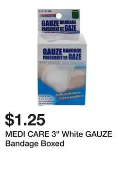 Dollarama MEDI CARE 3 White GAUZE Bandage Boxed offer