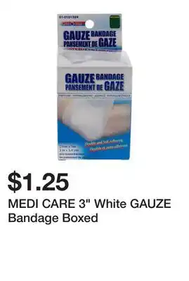 Dollarama MEDI CARE 3 White GAUZE Bandage Boxed offer