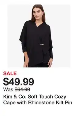 TSC Stores Kim & Co. Soft Touch Cozy Cape with Rhinestone Kilt Pin offer