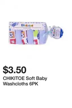 Dollarama CHIKITOE Soft Baby Washcloths 6PK offer