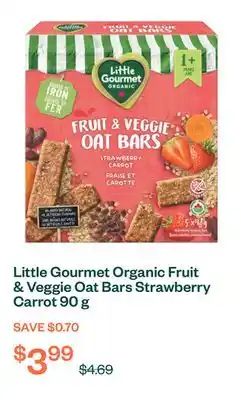 Voilà Little Gourmet Organic Fruit & Veggie Oat Bars Strawberry Carrot 90 g offer