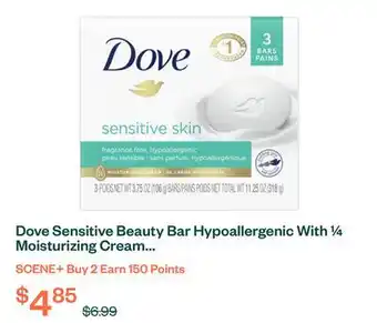 Voilà Dove Sensitive Beauty Bar Hypoallergenic With ¼ Moisturizing Cream 3 x 106 g offer