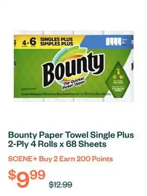 Voilà Bounty Paper Towel Single Plus 2-Ply 4 Rolls x 68 Sheets offer