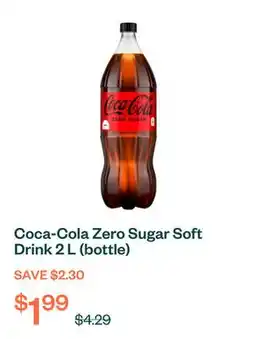 Voilà Coca-Cola Zero Sugar Soft Drink 2 L (bottle) offer