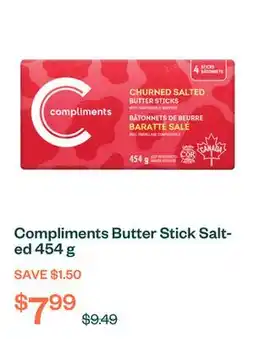 Voilà Compliments Butter Stick Salted 454 g offer