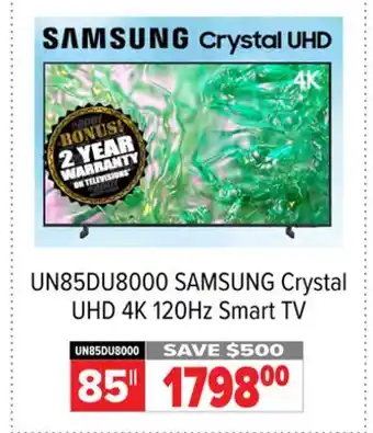 2001 Audio Video SAMSUNG Crystal UHD 4K 120Hz Smart TV offer