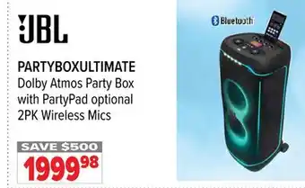 2001 Audio Video JBL Dolby Atmos Party Box with PartyPad optional 2PK Wireless Mics offer