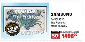 2001 Audio Video 50 SAMSUNG The Frame Art Mode 4K QLED offer