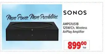 2001 Audio Video SONOS 125W/Ch. Wireless AirPlay Amplifier offer