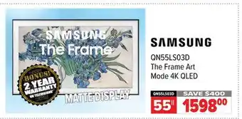 2001 Audio Video 55 SAMSUNG The Frame Art Mode 4K QLED offer