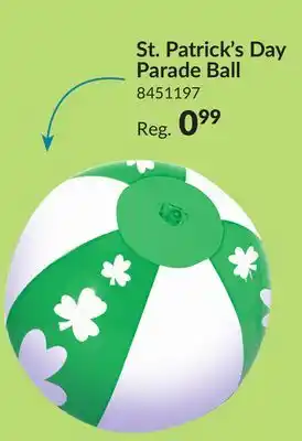 Party City Amscan Inflatable Round Beach Ball, Green, Shamrock, for St. Patrick's Day offer