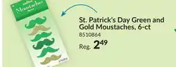 Party City Amscan Facial Hair Moustaches, Green/Gold, 6-pk, for St. Patrick's Day offer