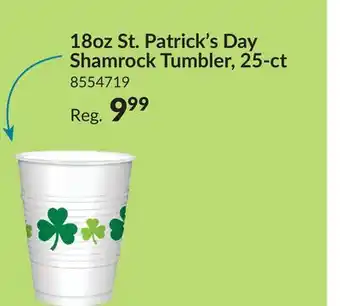 Party City 18oz St. Patrick's Day Shamrock Tumbler 25-ct offer