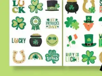 Party City Amscan Lucky Wearable Temporary Tattoos, Green, 24-pk, for St. Patrick's Day offer