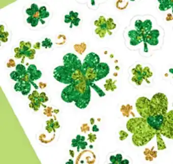 Party City Amscan Shamrock Glitter Body Jewellery Wearable Stickers, Green/Gold, 17-pk, for St. Patrick's Day offer