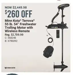 Cabela's Minn Kota Terrova 55 lb. 54 Freshwater Trolling Motor with Wireless Remote offer