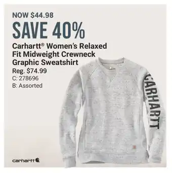 Cabela's Carhartt Women's Relaxed Fit Midweight Crewneck Graphic Sweatshirt offer