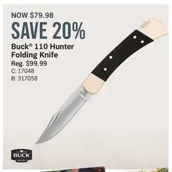 Cabela's Buck 110 Hunter Folding Knife offer