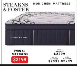 The Sleep Factory STEARNS & FOSTER MON CHERI MATTRESS TWIN XL MATTRESS offer