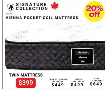 The Sleep Factory SIGNATURE COLLECTION VIENNA POCKET COIL TWIN MATTRESS offer