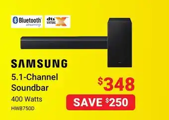 Visions Electronics Samsung 400 Watts HWB750D 5.1-Channel Soundbar offer