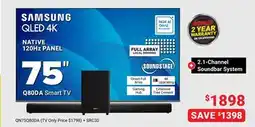 Visions Electronics SAMSUNG 75 QLED 4K NATIVE 120Hz PANEL Q80DA Smart TV offer