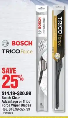 PartSource Bosch Clear Advantage or Trico Force Wiper Blades offer