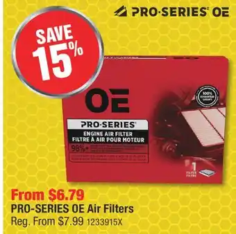 PartSource PRO-SERIES OE Air Filters offer