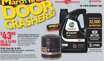 PartSource Castrol EDGE Full Synthetic Oil and PRO-SERIES OE+ Oil Filter offer