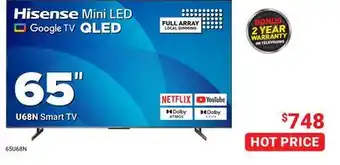 Visions Electronics U68N Smart TV 65 QLED Mini LED offer