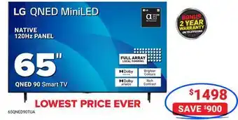 Visions Electronics LG QNED MiniLED NATIVE 120Hz PANEL QNED 90 Smart TV 65 offer